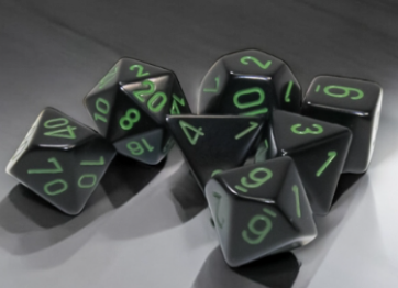 7DPoly Opaque Dice Set | Black/Green