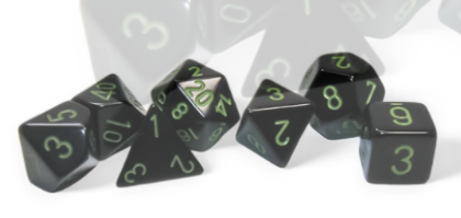 7DPoly Opaque Dice Set | Black/Green