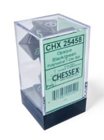 7DPoly Opaque Dice Set | Black/Green