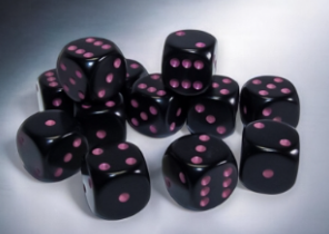 12D6 Opaque Dice Set | Black/Pink