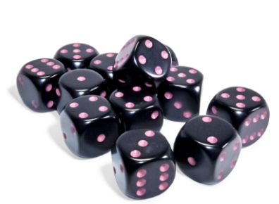 12D6 Opaque Dice Set | Black/Pink