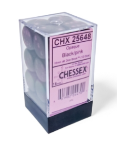 12D6 Opaque Dice Set | Black/Pink