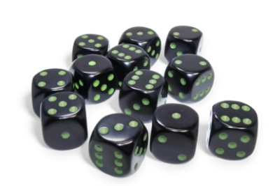 12D6 Opaque Dice Set | Black/Green