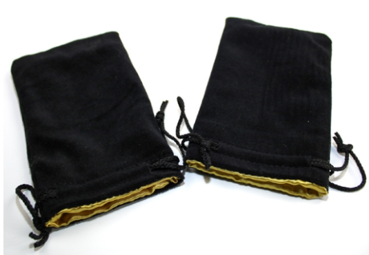 Large Black Velvet Silk Lined Dice Bag | Gold