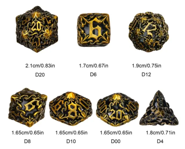 UD Hollow Metal Standard Dice Set | Dragon Bloom