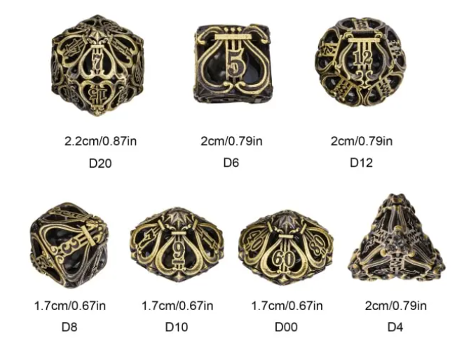 UD Hollow Metal Standard Dice Set | The Bard