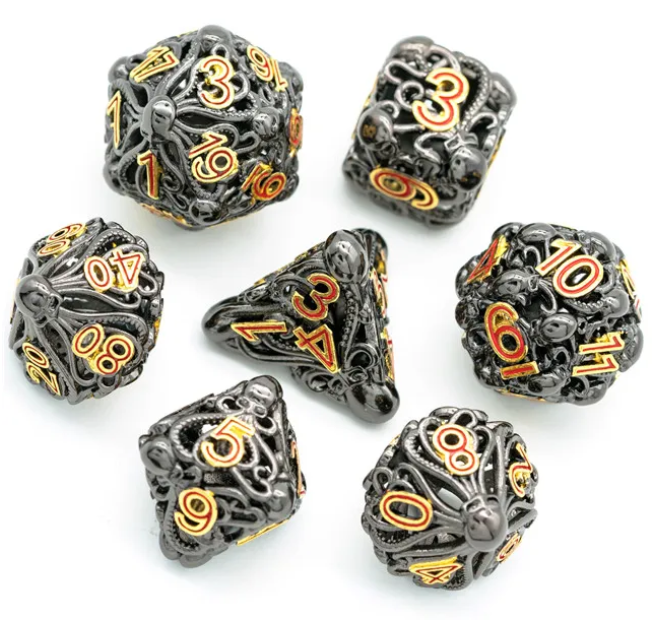 UD Hollow Metal Standard Dice Set | Octopus - Black