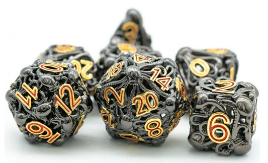 UD Hollow Metal Standard Dice Set | Octopus - Black