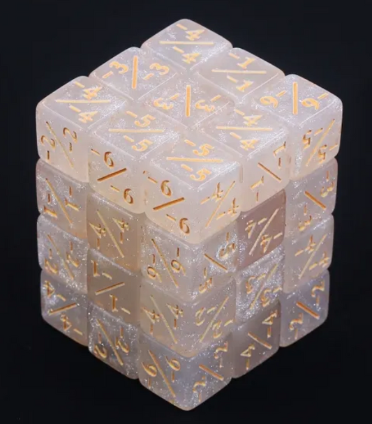 HD MTG 36D6 Negative Counter Dice Set | White Pearl