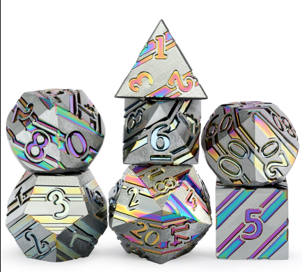 DH Full Metal & Mica Standard Dice Set | Rainbow
