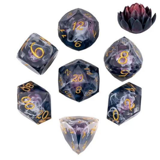 UD Resin Sharp Edge Standard Dice Set | Black Lotus