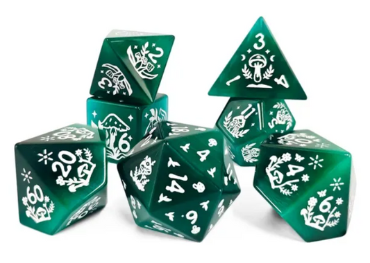 HS Gemstone Standard Dice Set | Green Cat's Eye - Mushroom