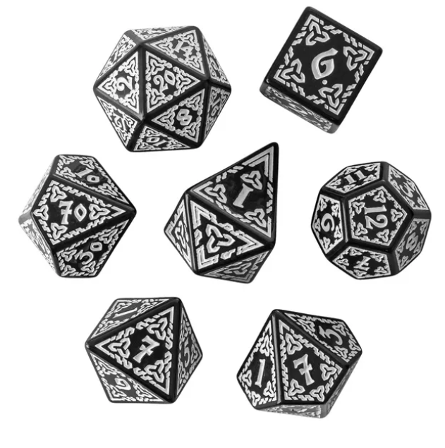 UD Opaque Standard Dice Set | Celtic Knot (White)
