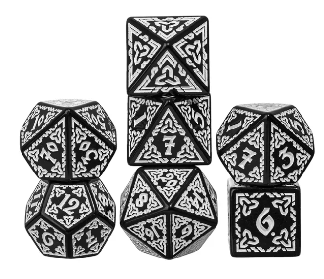 UD Opaque Standard Dice Set | Celtic Knot (White)