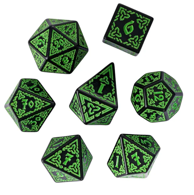 UD Opaque Standard Dice Set | Celtic Knot (Green)