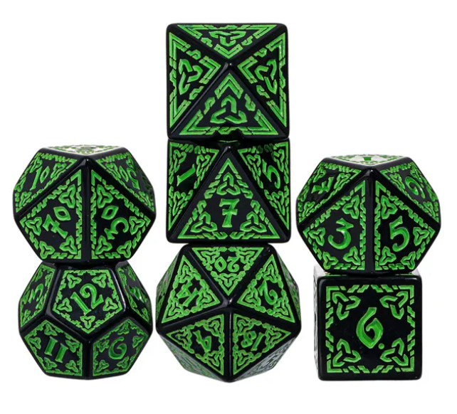 UD Opaque Standard Dice Set | Celtic Knot (Green)