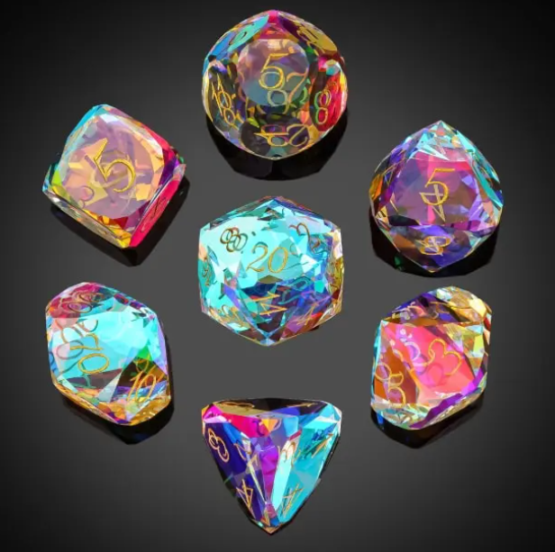 UD K9 Glass Standard Dice Set | Faceted