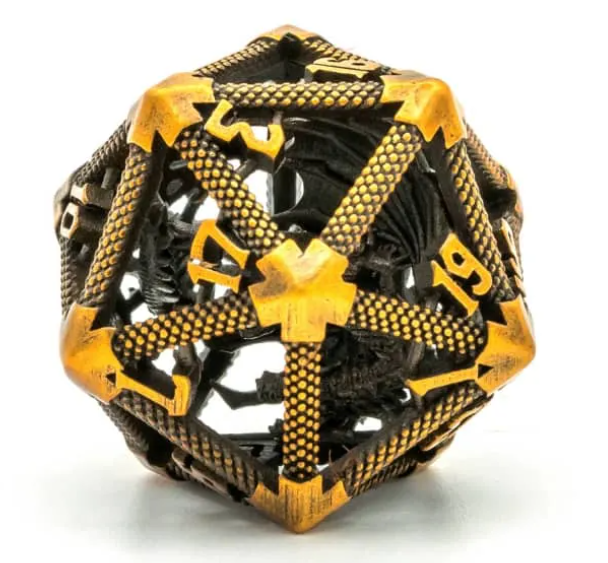 UD Hollow Metal Dragon D20 | Gold