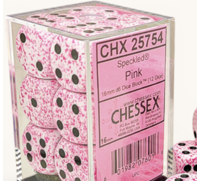 12D6 Speckled Dice Block | Pink