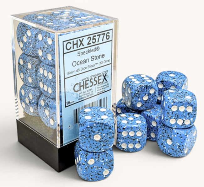 12D6 Speckled Dice Block | Ocean