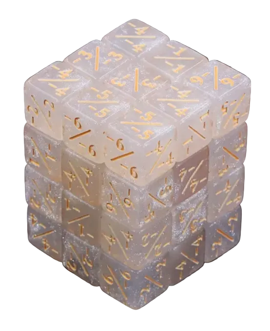 HD MTG 36D6 Negative Counter Dice Set | White Pearl
