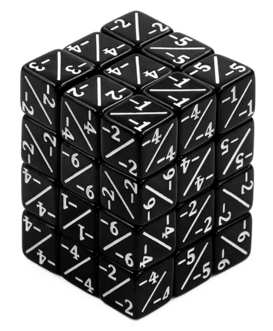 HD MTG 36D6 Negative Counter Dice Set | Black