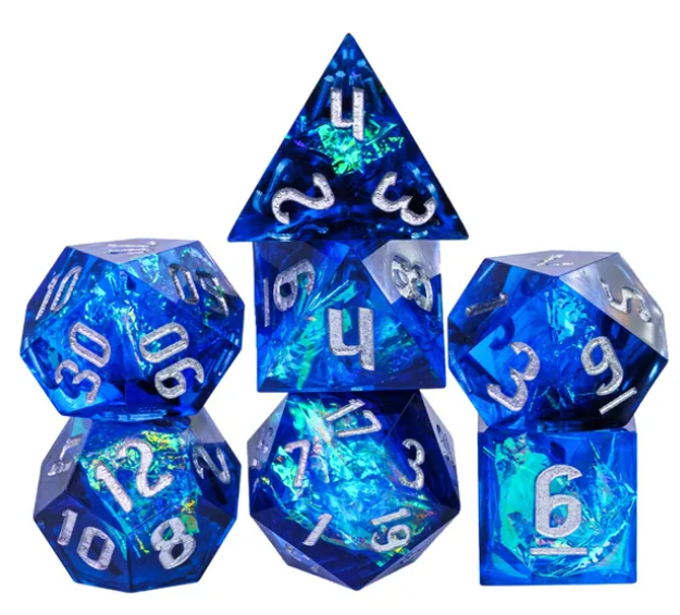 UD Resin Sharp Edge Standard Dice Set | Ice