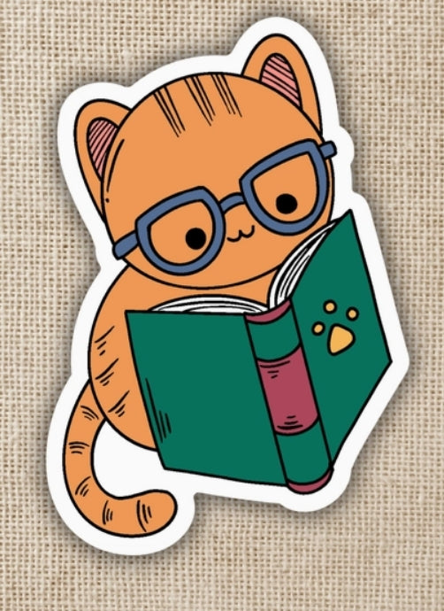 Reading Cat Sticker