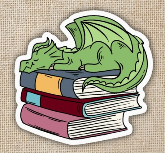 Sleepy Book Dragon Sticker