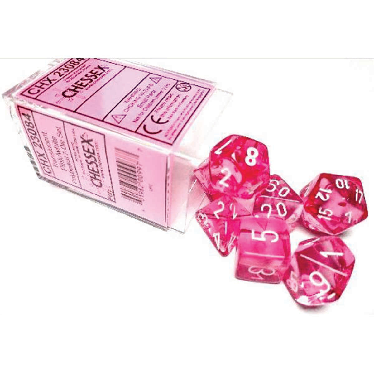 7DPoly Translucent Dice Set | Pink