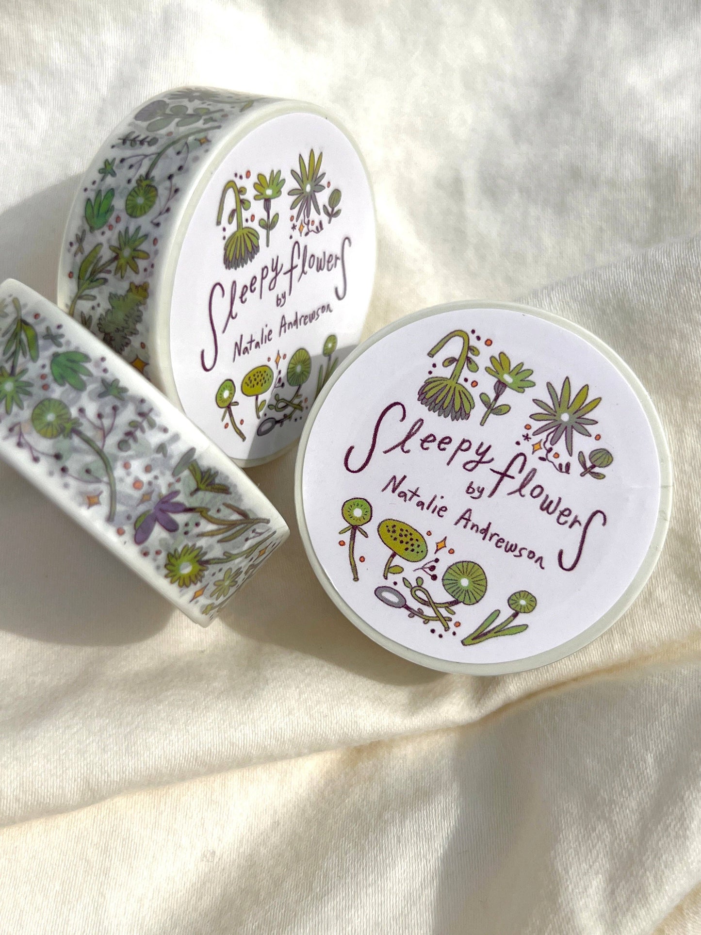 Washi Tape | Green and Purple Sleepy Flowers