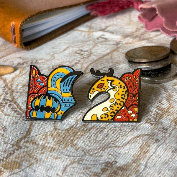 Glatisant Knight and Beast Enamel Pin Set