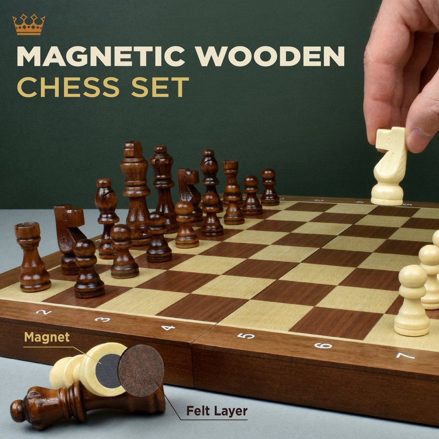 15” Tournament Chess Set – Professional Chess Board for Adults