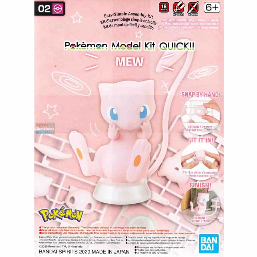 BANDAI HOBBY: QUICK POKEMON MODEL KIT: MEW (MODEL 02) (POKEPLA MODEL KIT)