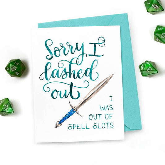 sale - I Lashed Out Card — Nontraditional D&D Nerdy Apology Card