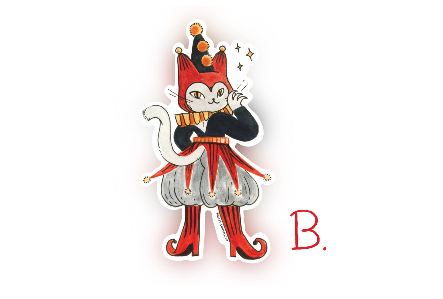 SC Vinyl Sticker | Grey Jester Cat