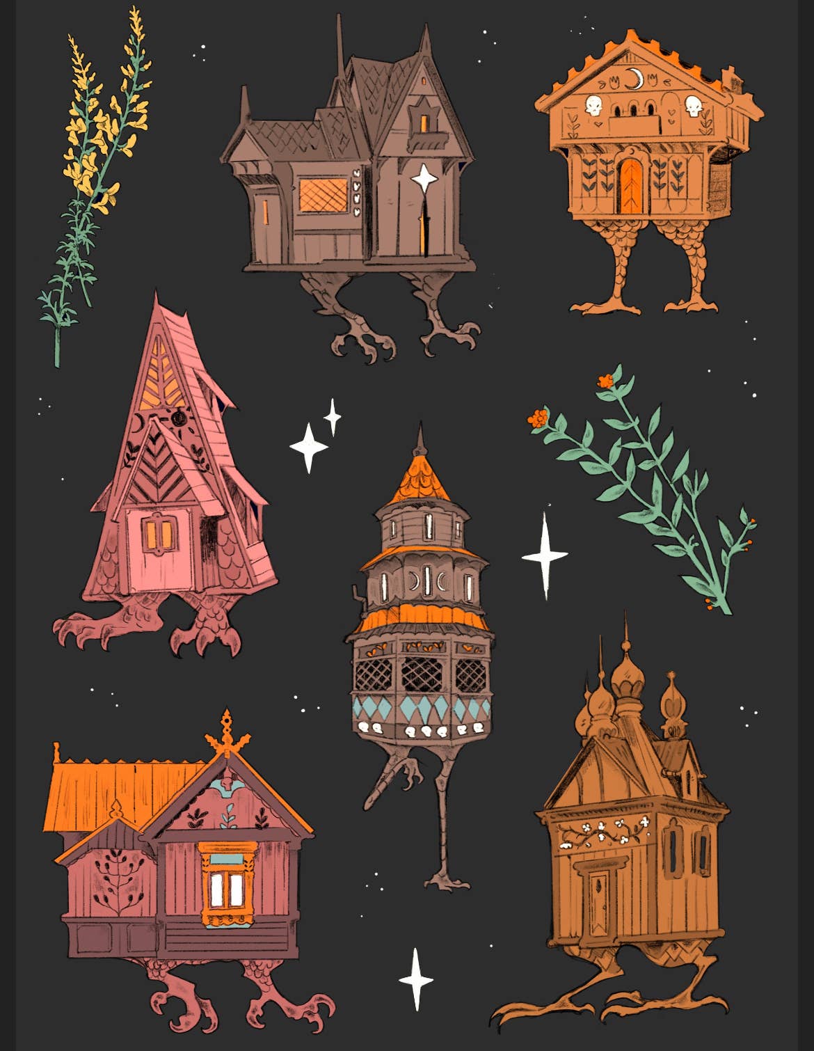 WD Vinyl Sticker Sheet | Baba Yaga Houses