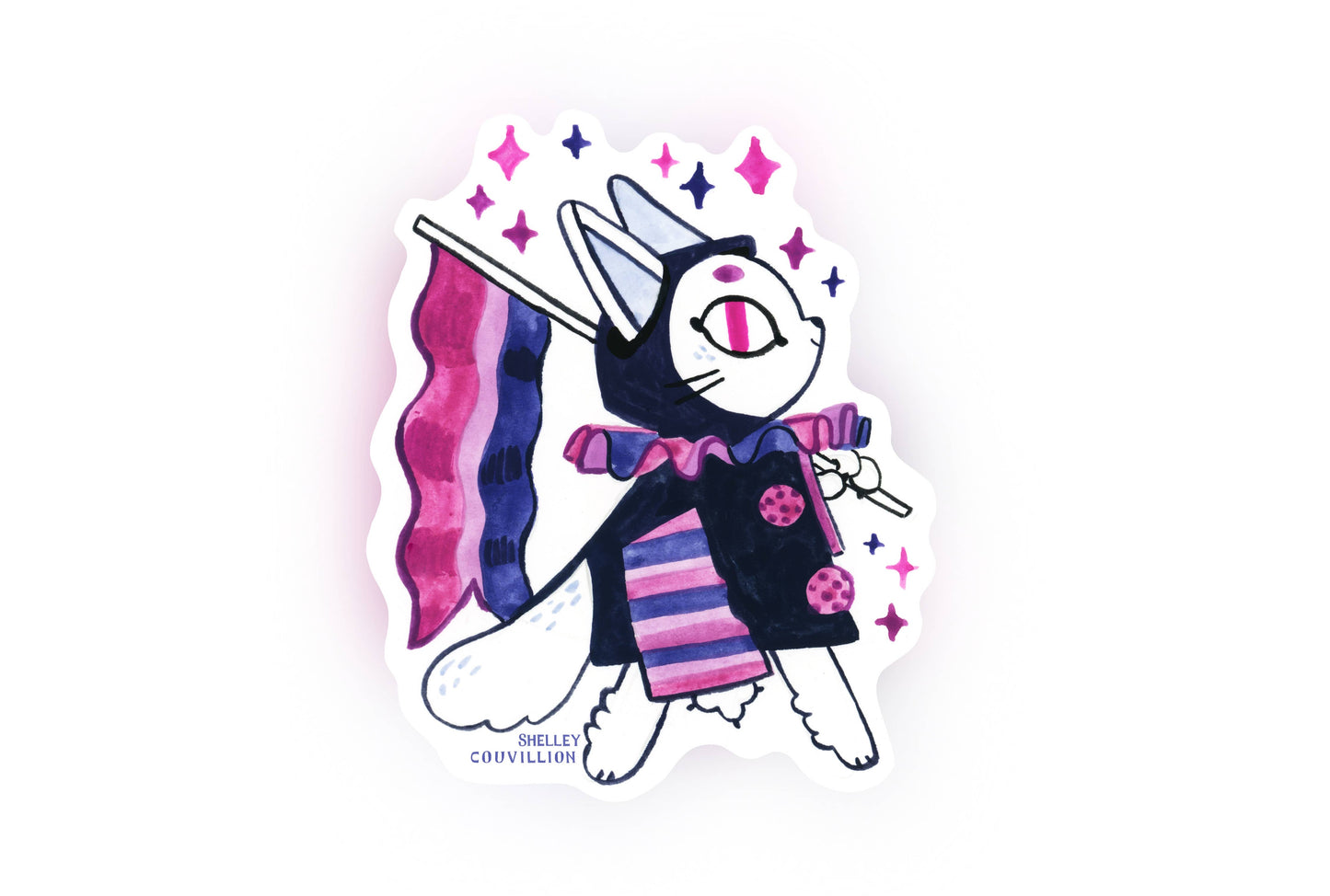SC Vinyl Sticker | Queer Cuties ~ Bisexual Cat