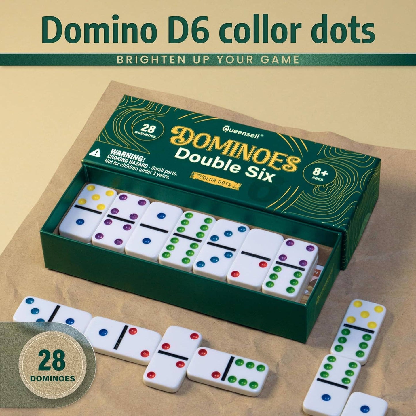 Domino Double Six with Collor Dots