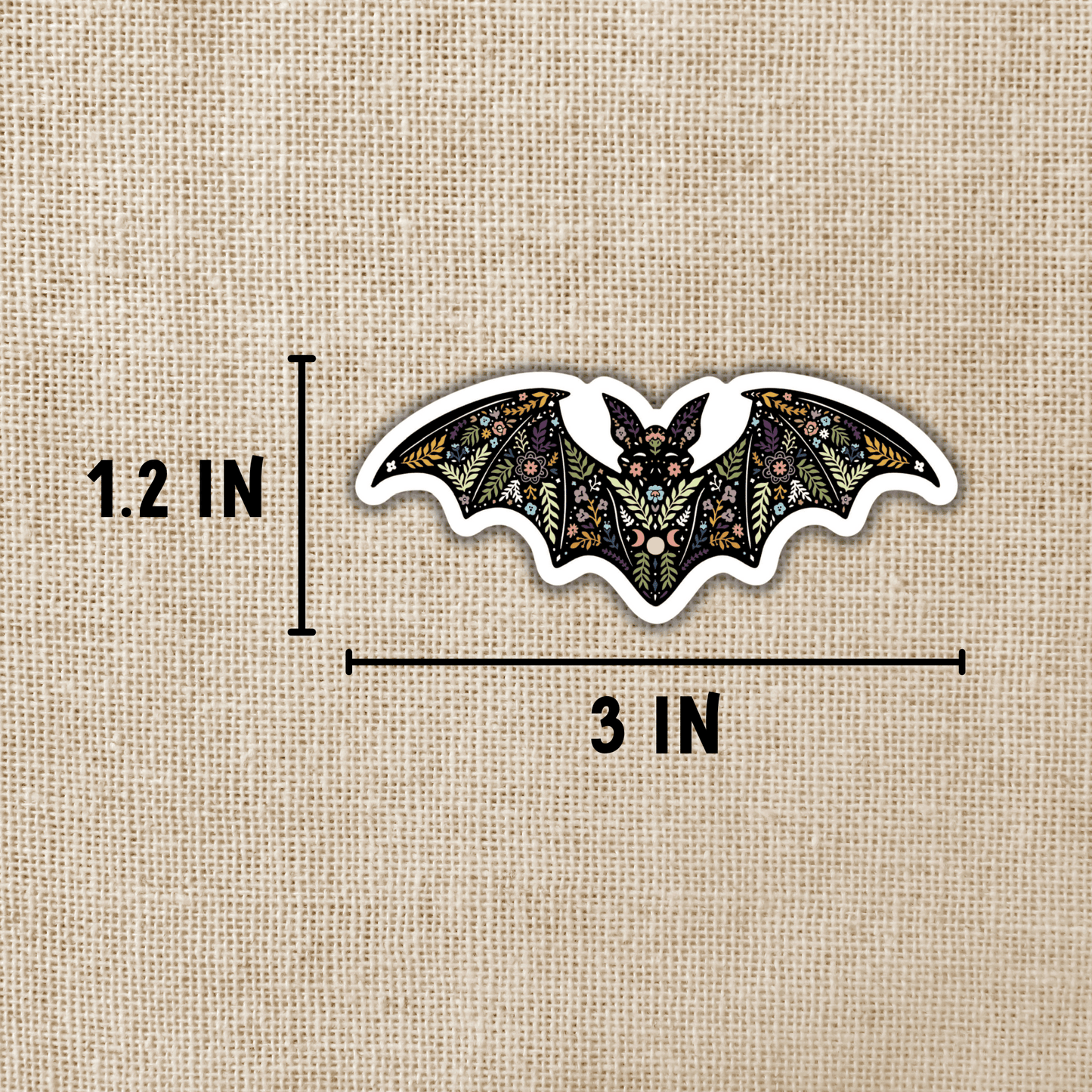 Magical Boho Bat Sticker, 3-inch