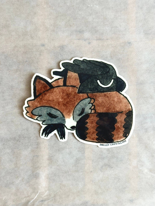 SC Vinyl Sticker | Raccoon & Crow
