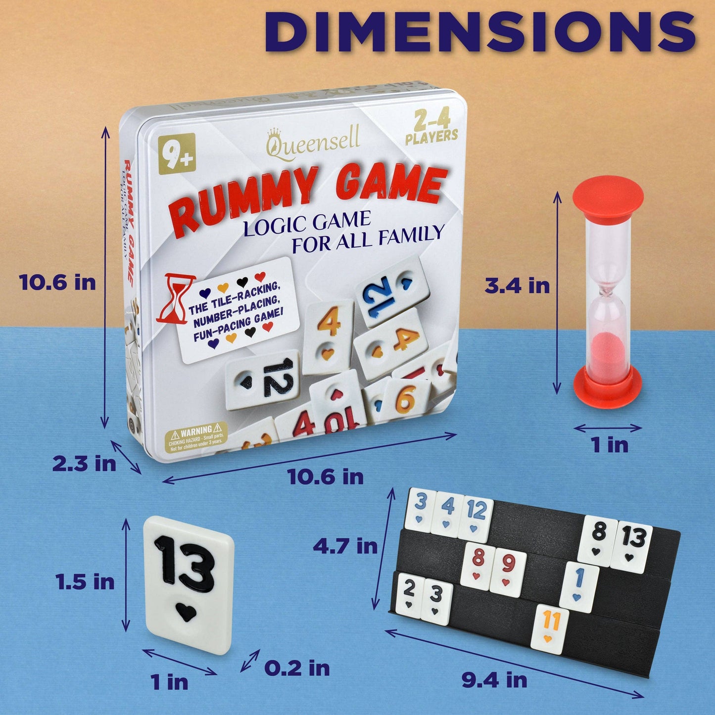 Rummy Cube Game with Case, Board Game for Kids and Adults