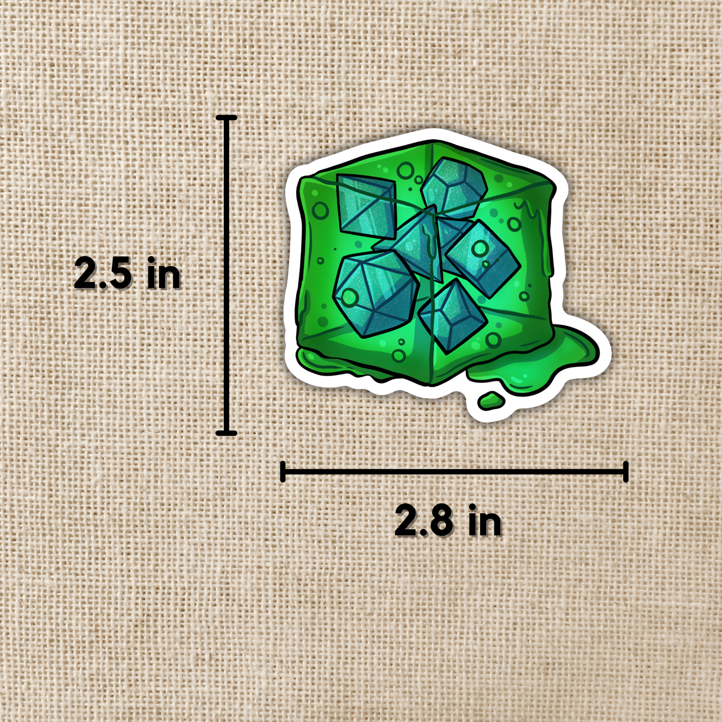 Gelatinous Cube Die Sticker