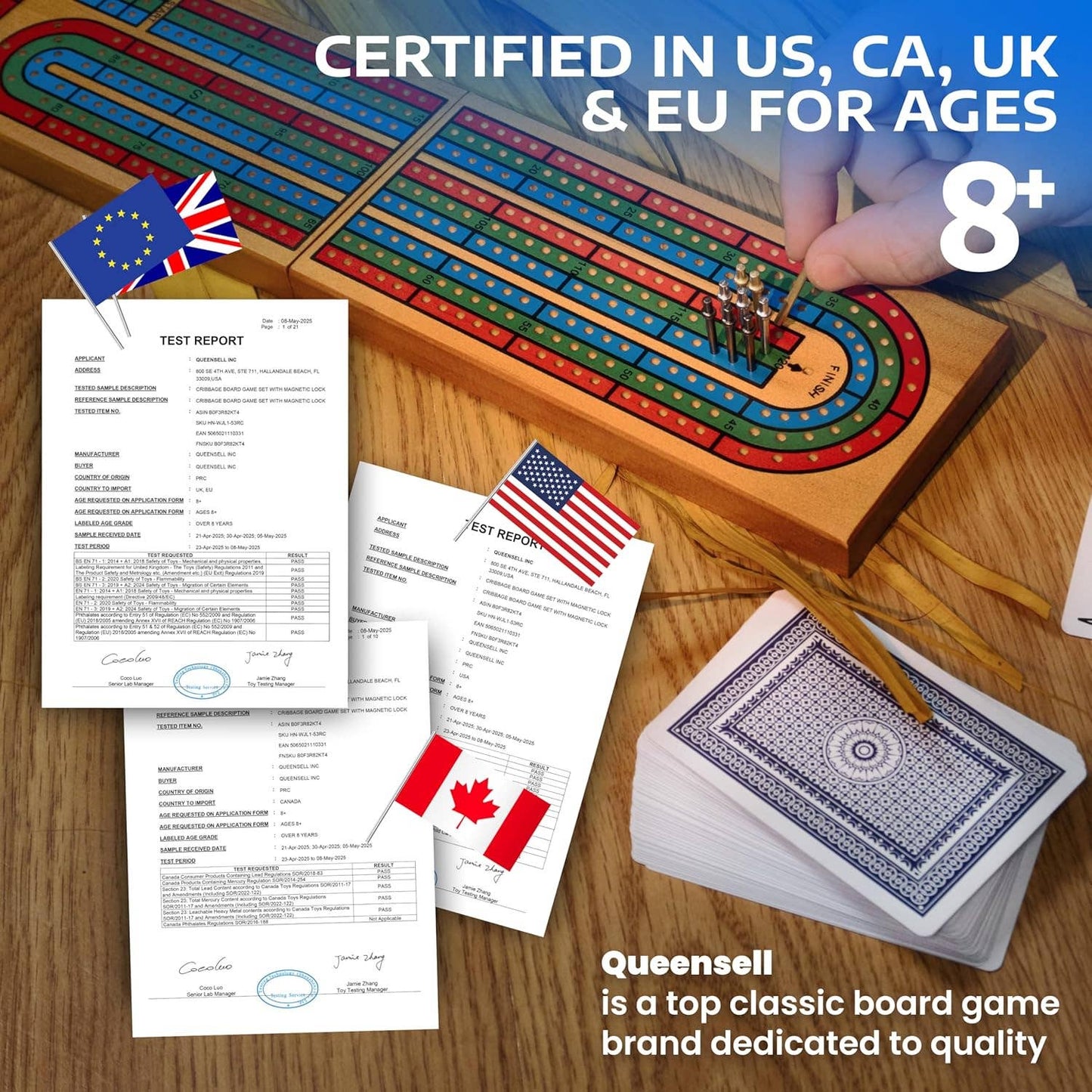 Cribbage Board Game Set with Storage