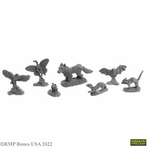 Bones USA DD: Familiars 1 (bat, eagle, wolf, faerie, weasel, 2 cats) [Reaper 07048]