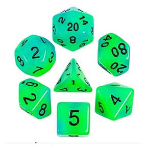 HD GLOW Standard Dice Set | Blue - Green