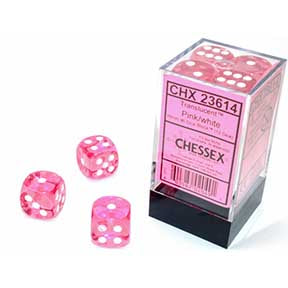 12D6 Translucent Dice Set | Pink