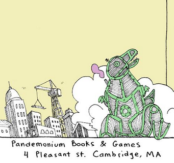Pandemonium Postcard Game - Steam-Powered Tyrannosaurus-Rex!