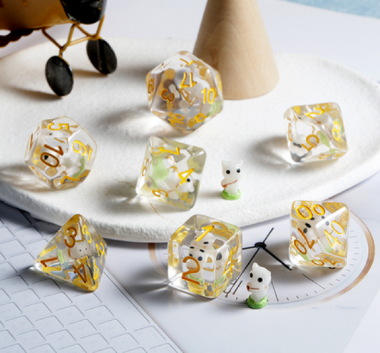 DH Creature Inclusion Standard Dice Set | Cat - White