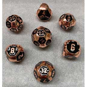 Spherical Black Enamel with Antique Copper Edges and font metal 7 Dice Set [YSSP56]